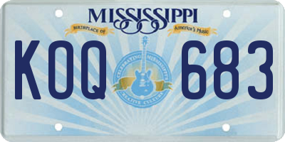 MS license plate KOQ683