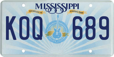 MS license plate KOQ689