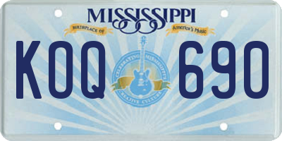 MS license plate KOQ690