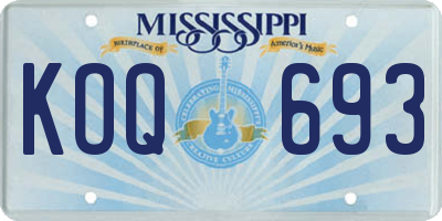 MS license plate KOQ693
