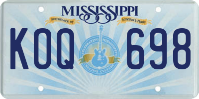 MS license plate KOQ698