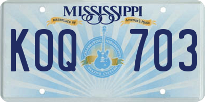 MS license plate KOQ703