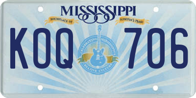MS license plate KOQ706