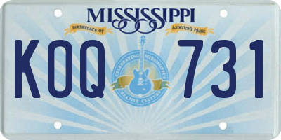 MS license plate KOQ731
