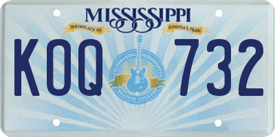 MS license plate KOQ732