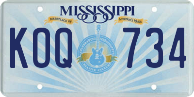 MS license plate KOQ734