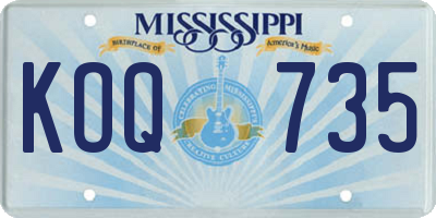 MS license plate KOQ735