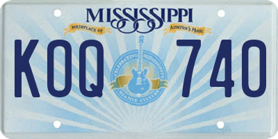 MS license plate KOQ740