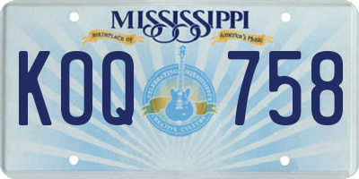 MS license plate KOQ758