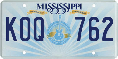 MS license plate KOQ762
