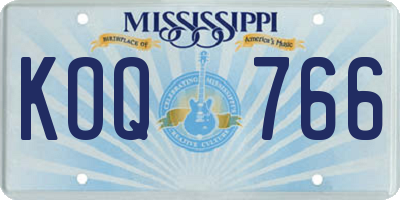 MS license plate KOQ766