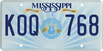 MS license plate KOQ768