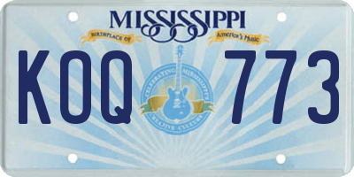 MS license plate KOQ773