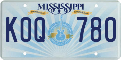 MS license plate KOQ780