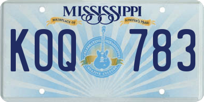 MS license plate KOQ783