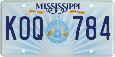 MS license plate KOQ784