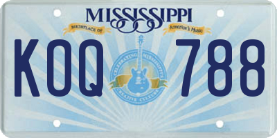 MS license plate KOQ788
