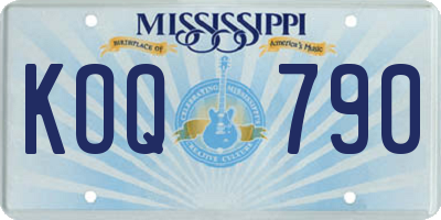 MS license plate KOQ790