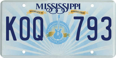 MS license plate KOQ793