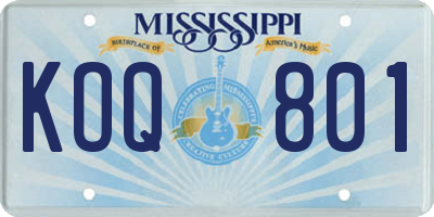 MS license plate KOQ801