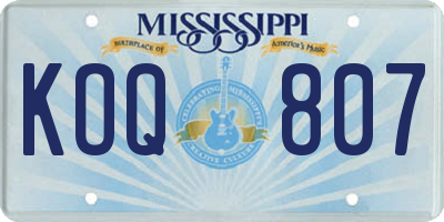 MS license plate KOQ807