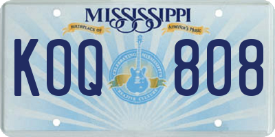 MS license plate KOQ808