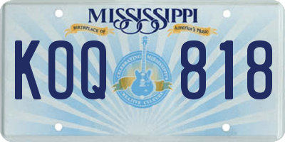 MS license plate KOQ818