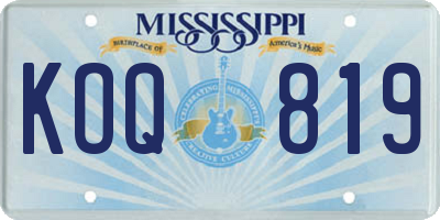 MS license plate KOQ819