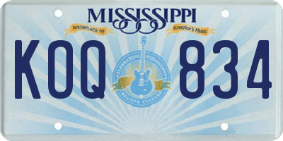 MS license plate KOQ834