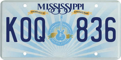 MS license plate KOQ836
