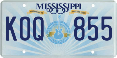 MS license plate KOQ855