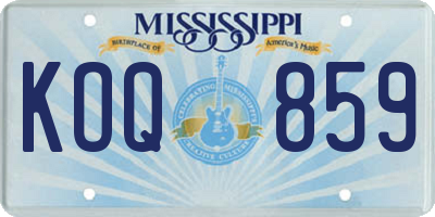 MS license plate KOQ859