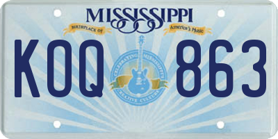 MS license plate KOQ863