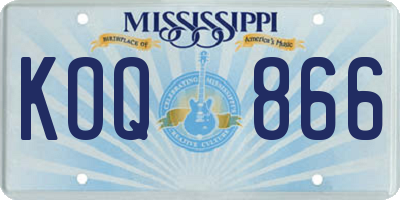 MS license plate KOQ866