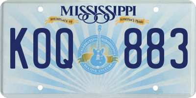 MS license plate KOQ883