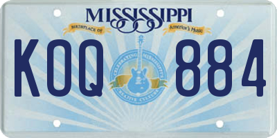 MS license plate KOQ884