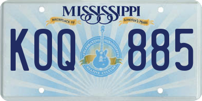 MS license plate KOQ885