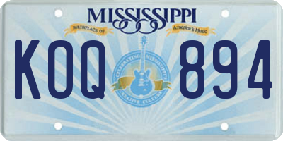 MS license plate KOQ894