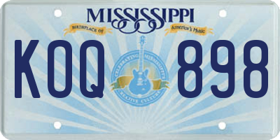 MS license plate KOQ898
