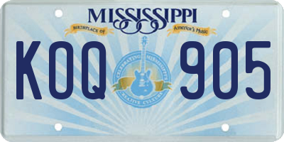MS license plate KOQ905