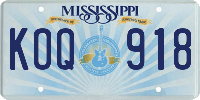 MS license plate KOQ918
