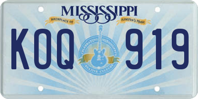 MS license plate KOQ919