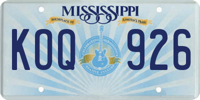 MS license plate KOQ926