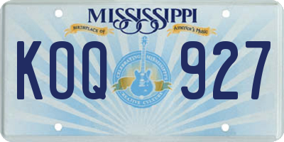 MS license plate KOQ927