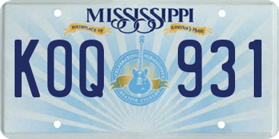 MS license plate KOQ931