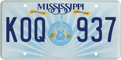 MS license plate KOQ937