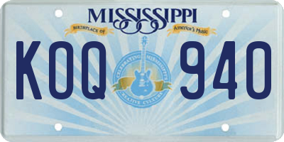 MS license plate KOQ940