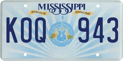MS license plate KOQ943