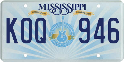 MS license plate KOQ946