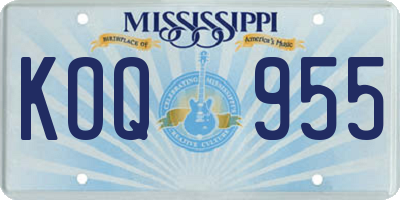 MS license plate KOQ955